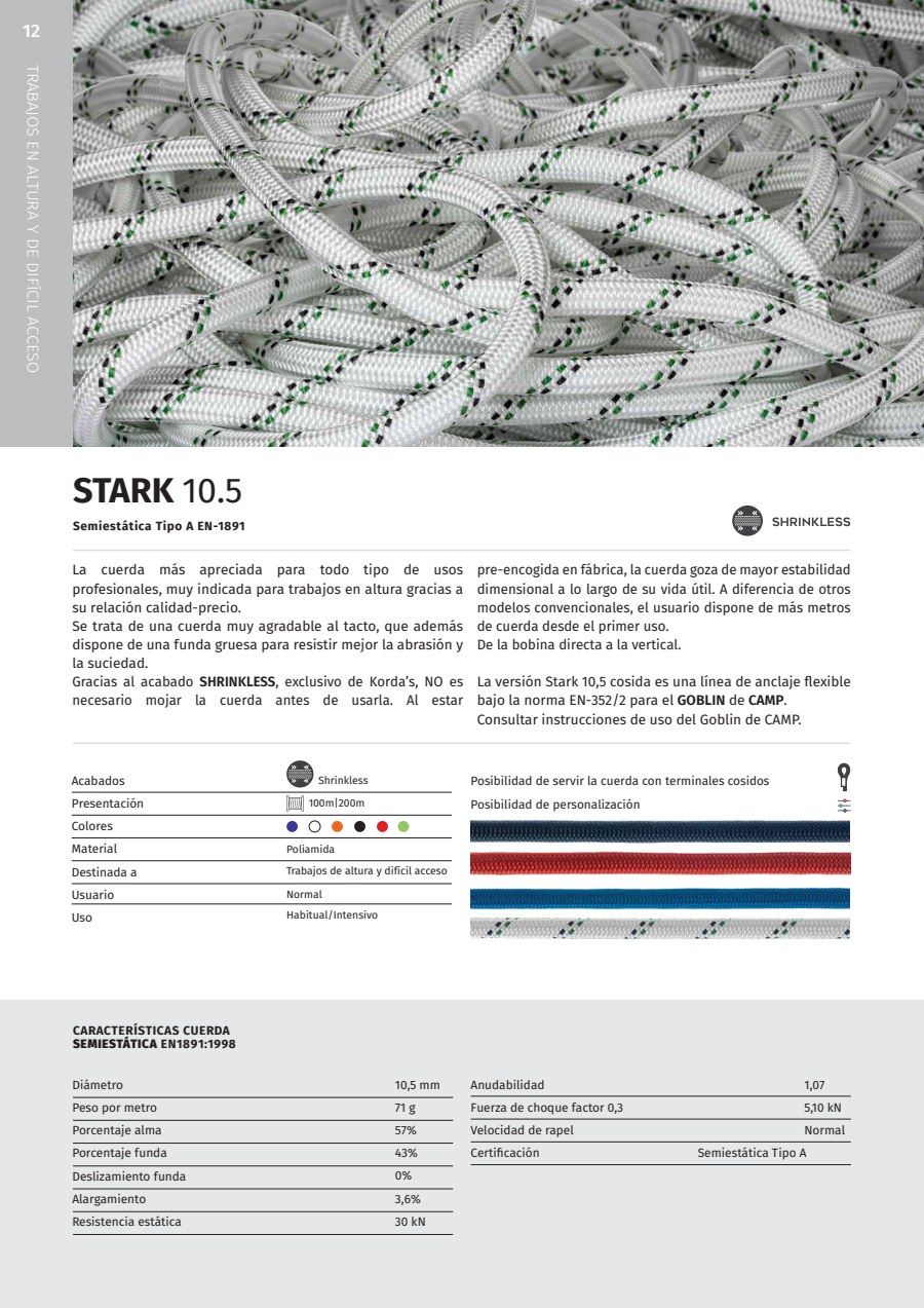 KORDAS Cuerda STARK 10.5 — ficha del catálogo